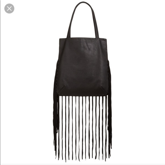 Black Vegan Leather Fringe Tote Bag- BCBGeneration - Picture 1 of 8